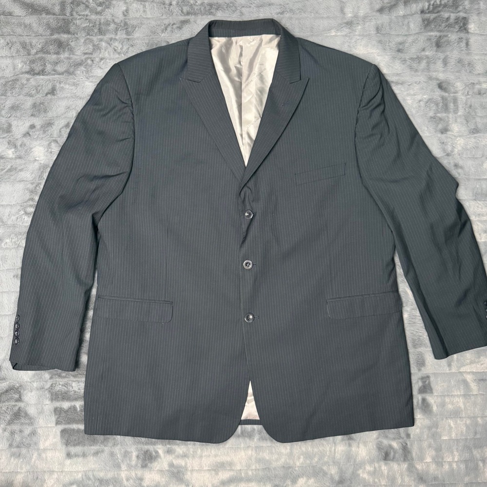 Stacy Adams Blazer Mens 50R Navy Blue Pinstripe 3-Button Suit Jacket Gold Label